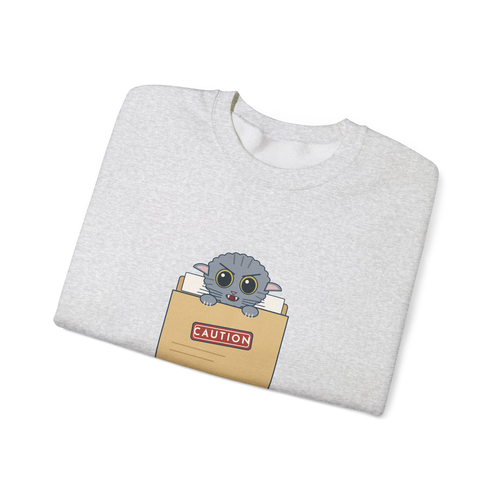 Veterinary Technician Crewneck Sweatshirt - The Chart Says CAUTION. The Cat Agrees.