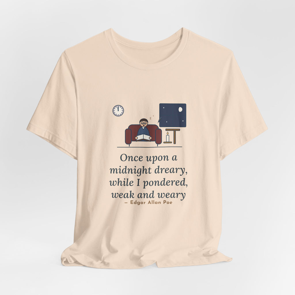 Poe Quote T-Shirt, Once Upon a Midnight Dreary, Gothic Midnight Study Tee