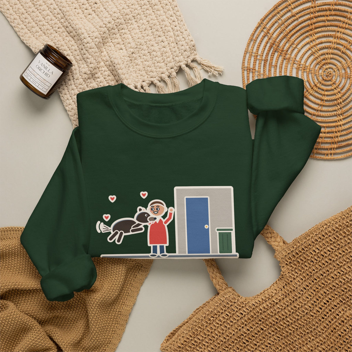 Dog Greeting Sweatshirt, Took Out the Trash, The Dog Greeted Me Like I'd Been Gone a Year, Funny Front Door Welcome Crewneck