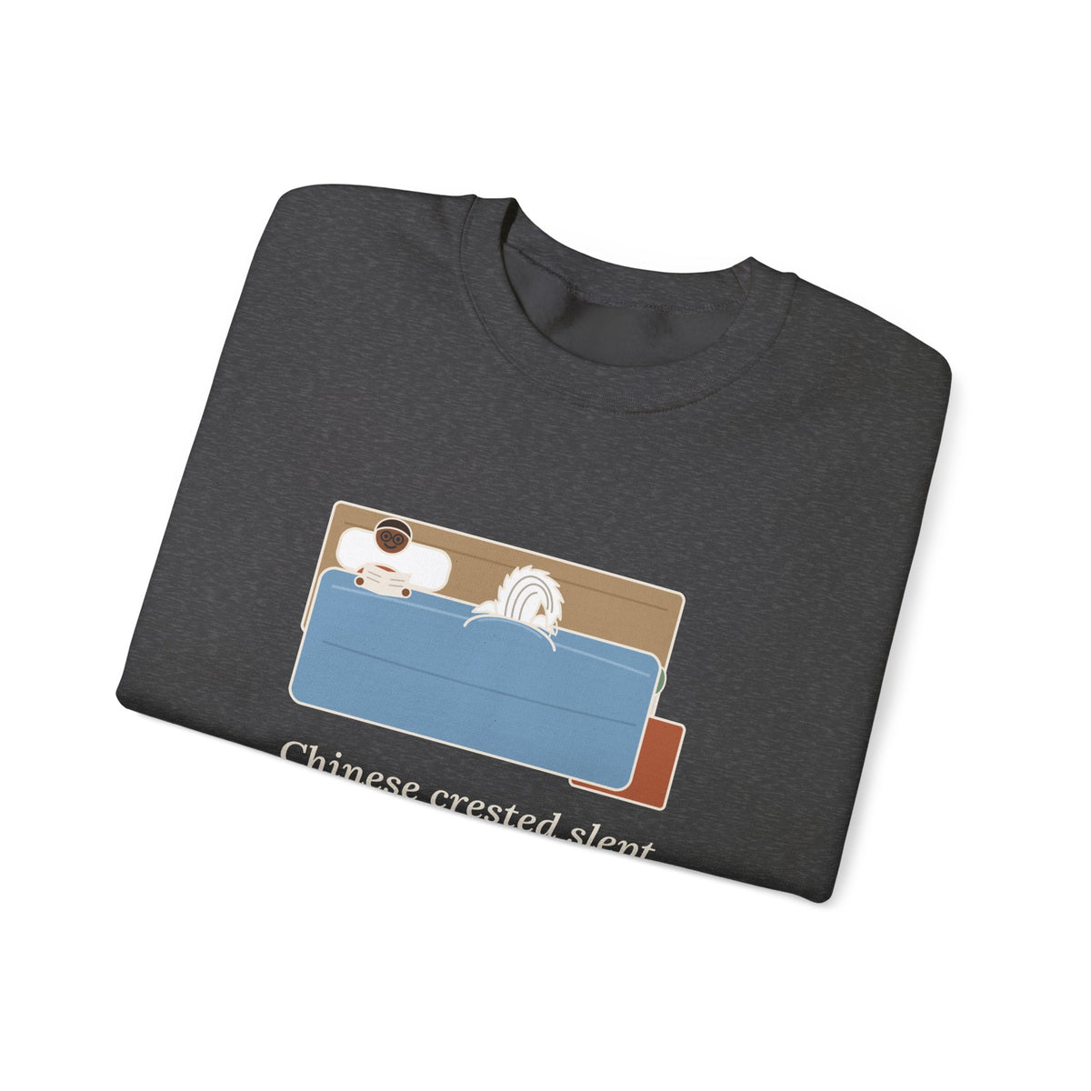 Chinese Crested Crewneck Sweatshirt - Cozy Dog Under the Comforter, Crest Showing