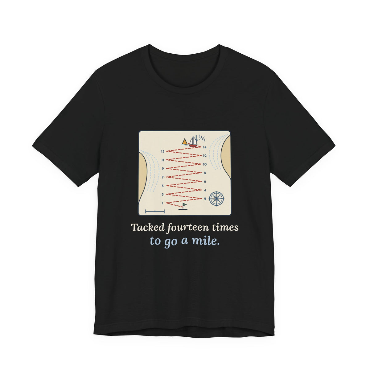 Sailing T-Shirt - Tacked Fourteen Times to Go a Mile Funny Sailor Tee