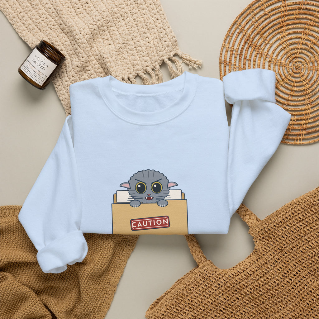 Veterinary Technician Crewneck Sweatshirt - The Chart Says CAUTION. The Cat Agrees.