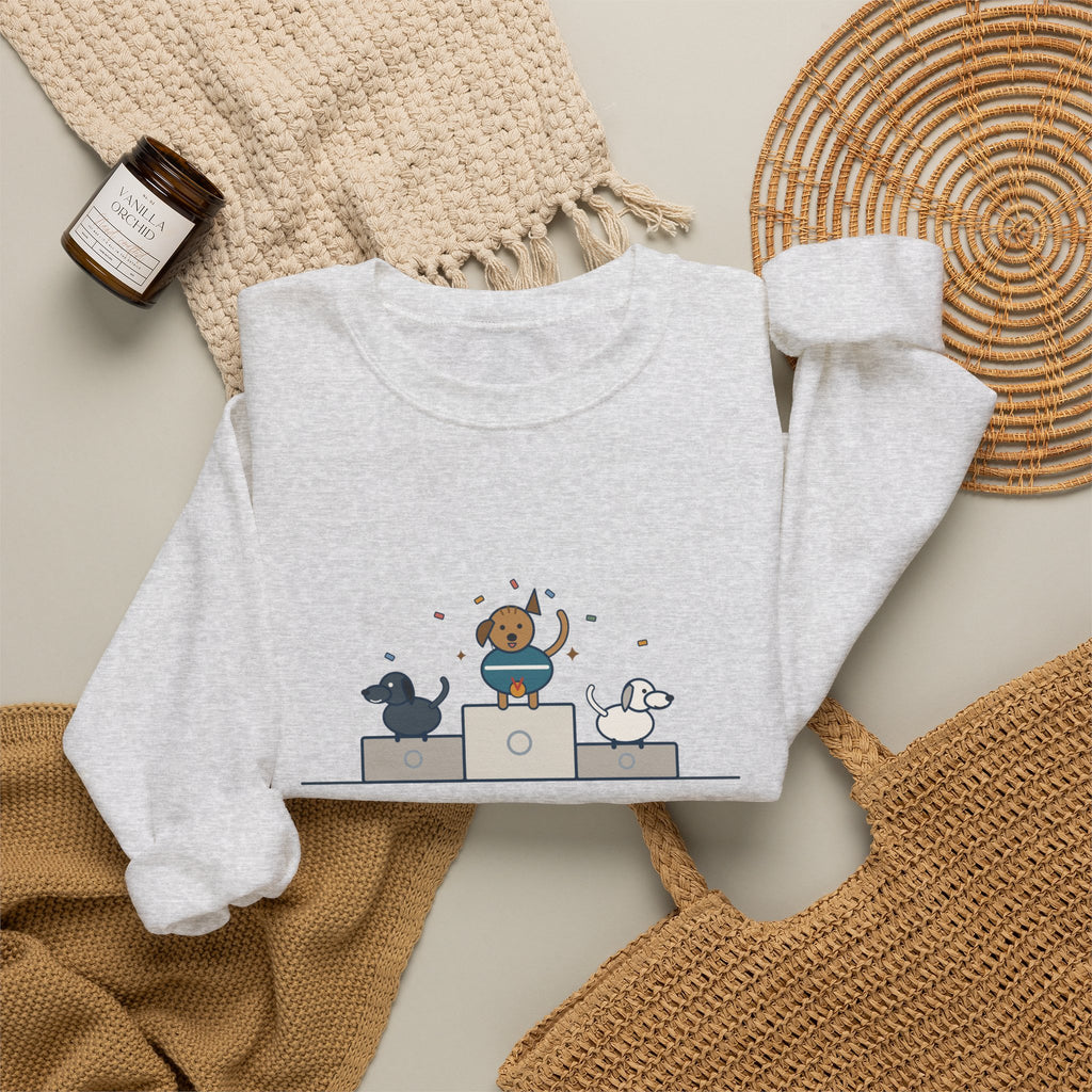 Every Dog Has His Day Sweatshirt, Underdog Proverb Crewneck, Mutt on the Podium