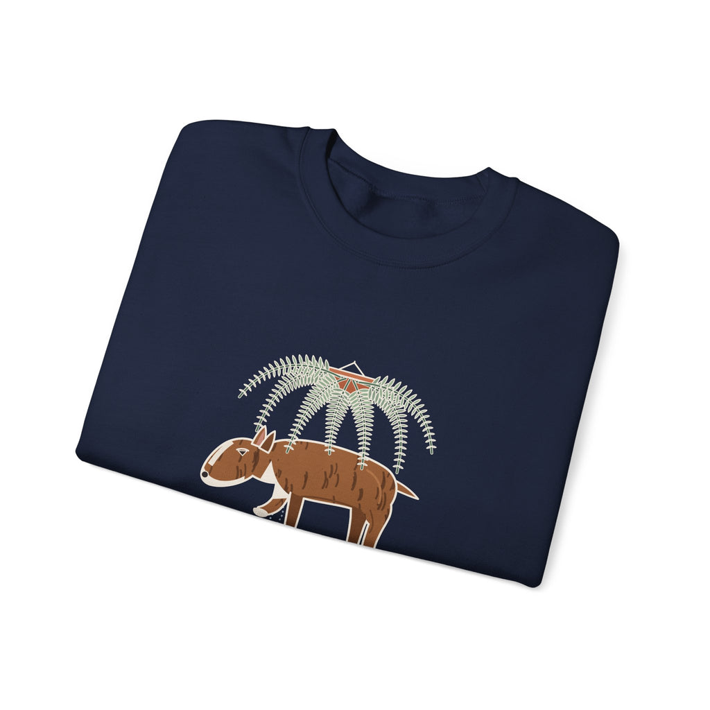 Bull Terrier Crewneck Sweatshirt - Trancing Under the Ferns Slow Motion Dog Lover Gift