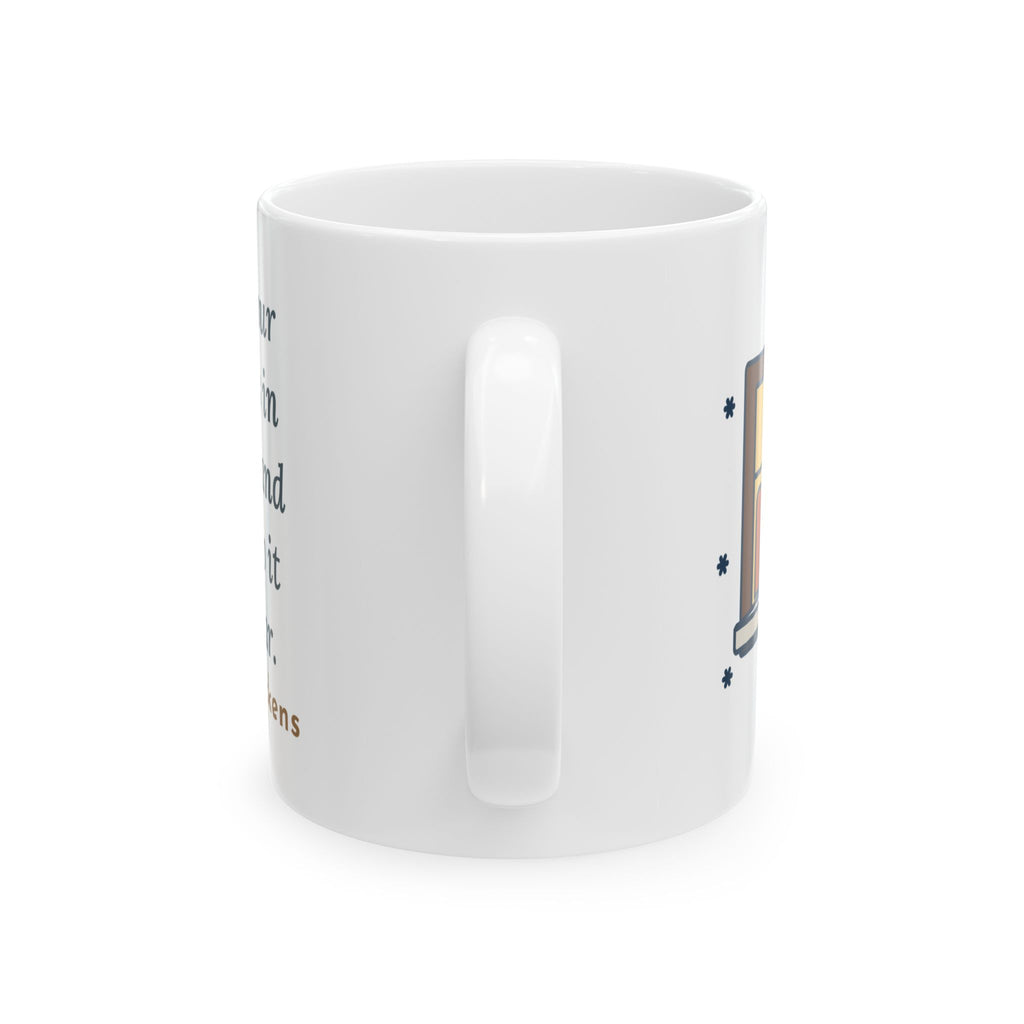 Dickens Quote Mug, I Will Honour Christmas in My Heart, Christmas Candlelit Window Coffee Mug 11oz