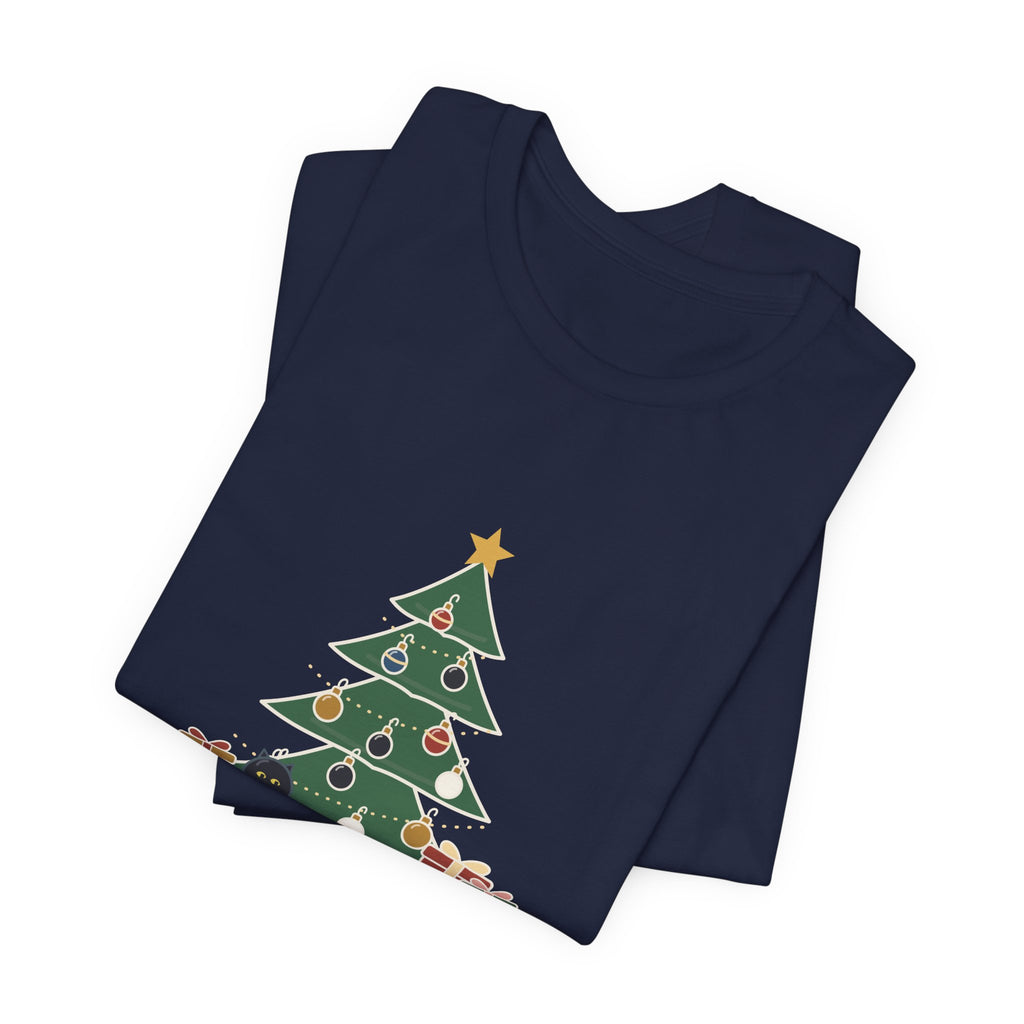Black Cat Christmas T-Shirt - That Black Ornament on the Bottom Branch Is the Cat