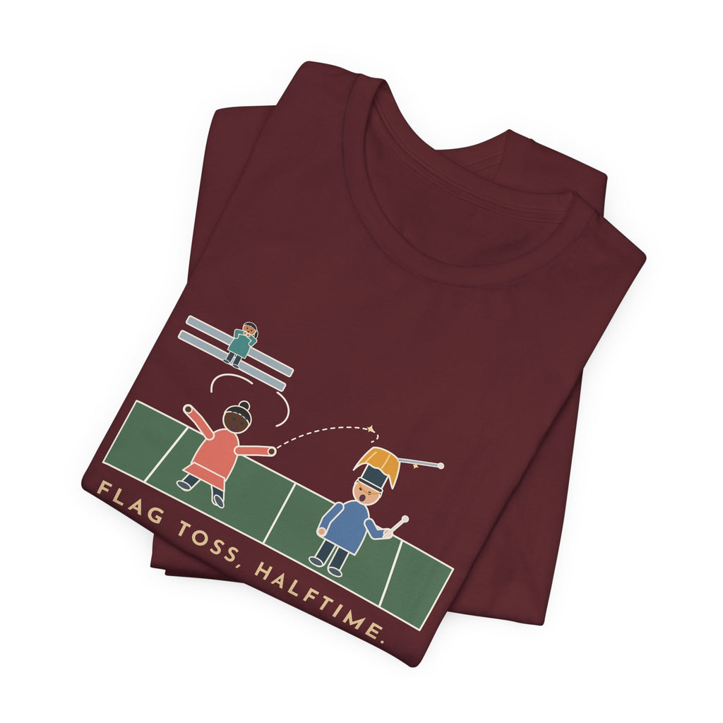 Color Guard Coach T-Shirt - Flag Toss at Halftime Landed on the Drum Major's Hat