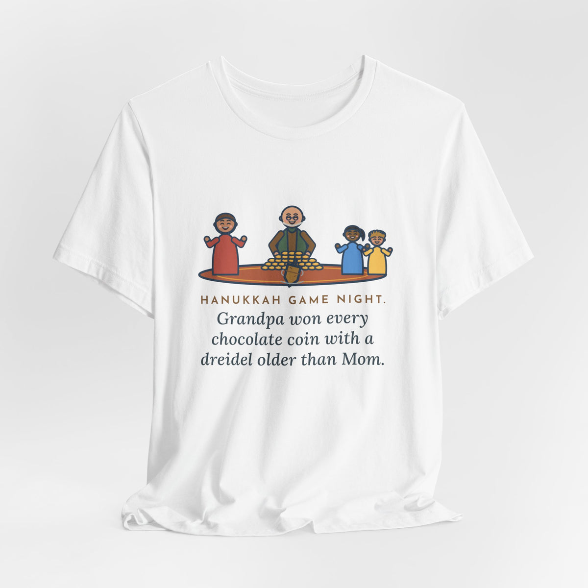 Funny Hanukkah Game Night T-Shirt, Grandpa Won Every Chocolate Coin with a Dreidel Older Than Mom, Living Room Rug Tee