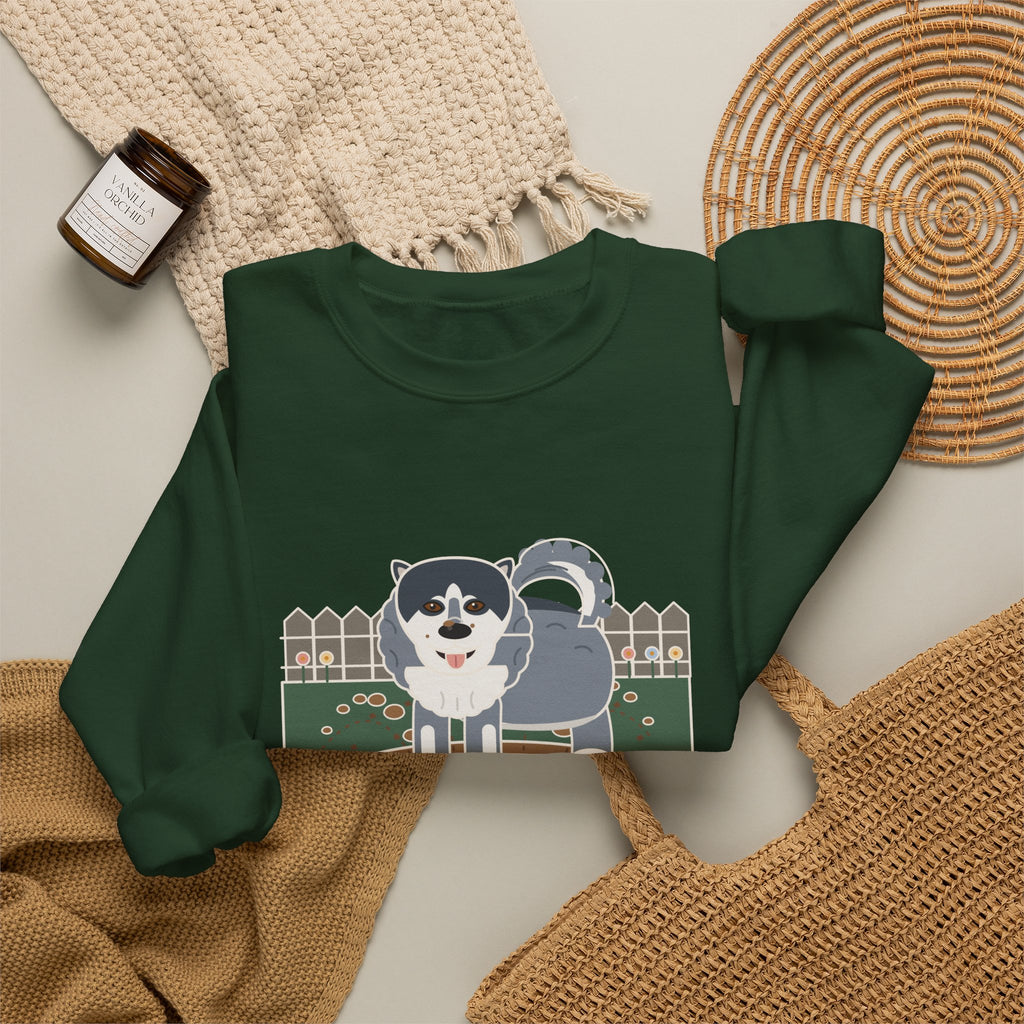 Alaskan Malamute Crewneck Sweatshirt - Malamute-Sized Backyard Crater Dog Owner Gift