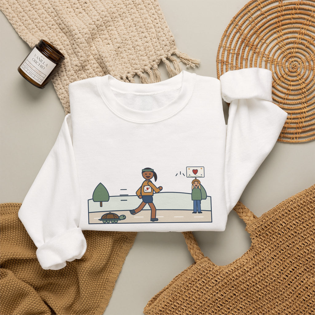 Ran It Slow. Ran It Anyway. Sweatshirt, Running Quote Crewneck, Turtle Pace