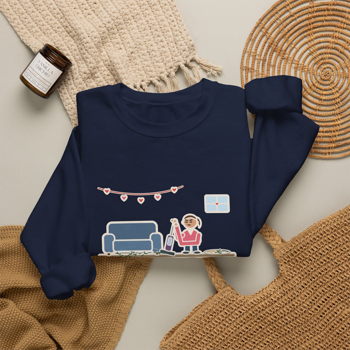 Christmas Tree Sweatshirt, Took It Down January 2, Still Vacuuming Needles on Valentine's Day, Funny February Cleanup Crewneck