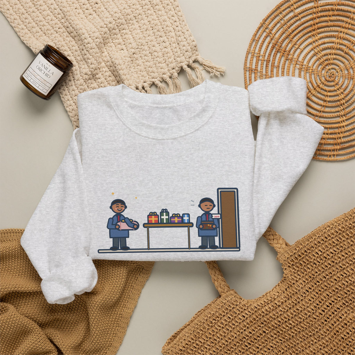 Office Gift Swap Sweatshirt, Brought a Nice Blanket, Went Home with a Fruitcake from 2019, Funny Break Room Swap Crewneck