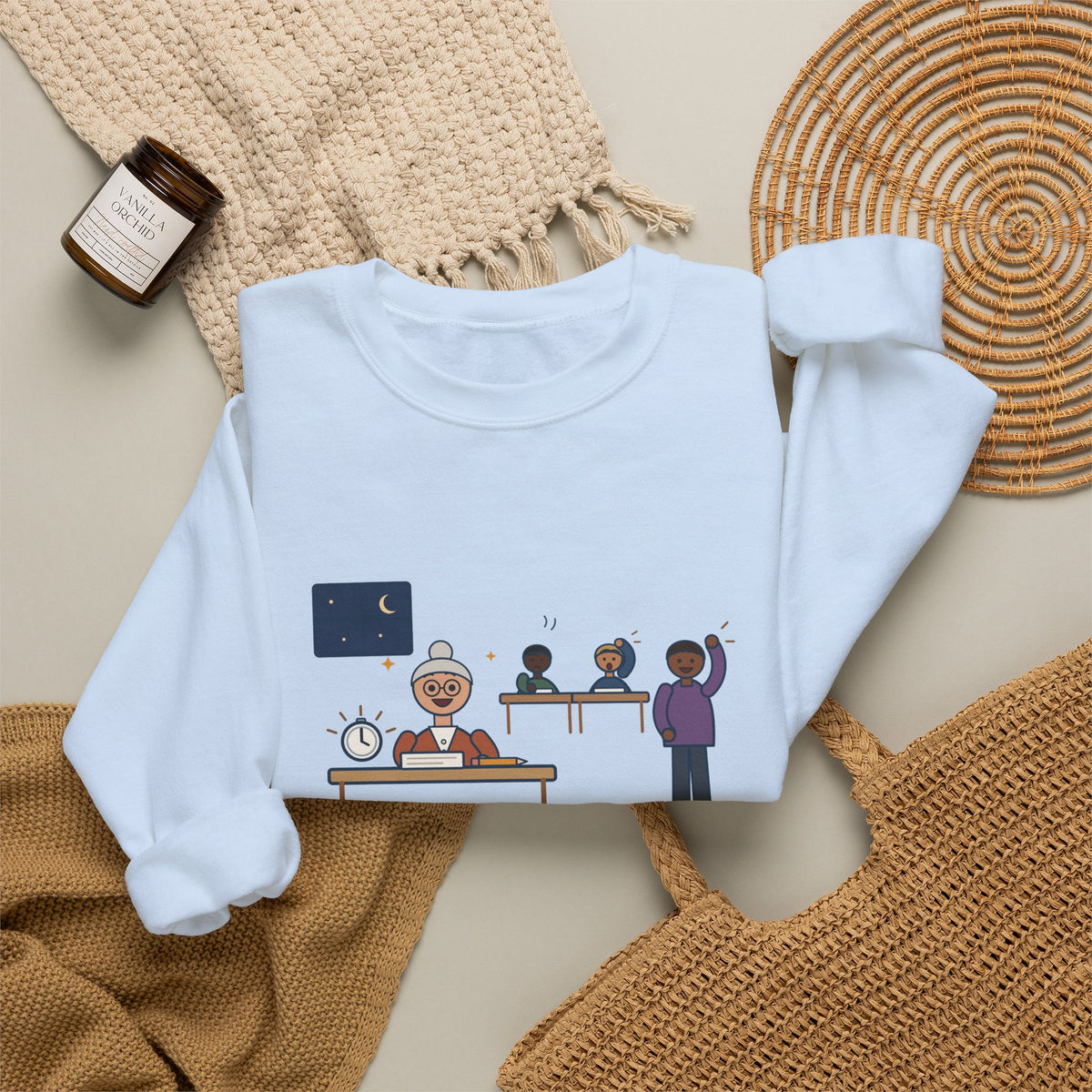 Adult Education Teacher Crewneck Sweatshirt - Grandma Finished the Math Section First