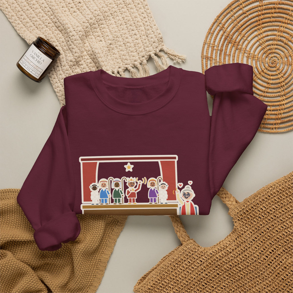 Christmas Pageant Sweatshirt, Three Shepherds, Two Sheep, One Wise Man Who Waved at Grandma the Whole Time, Funny Pageant Stage Crewneck