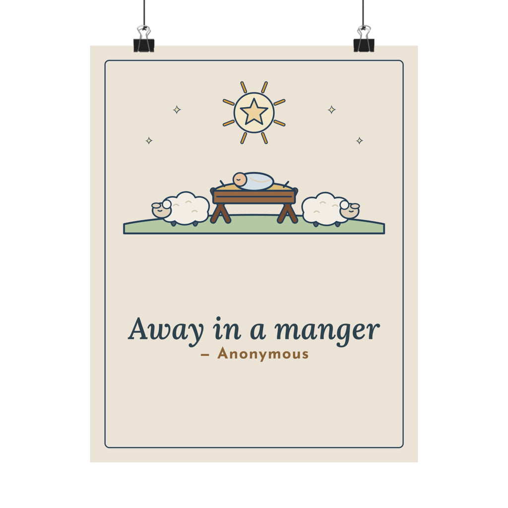 Anonymous Quote Poster, Away in a Manger, Christmas Manger and Lambs Wall Art