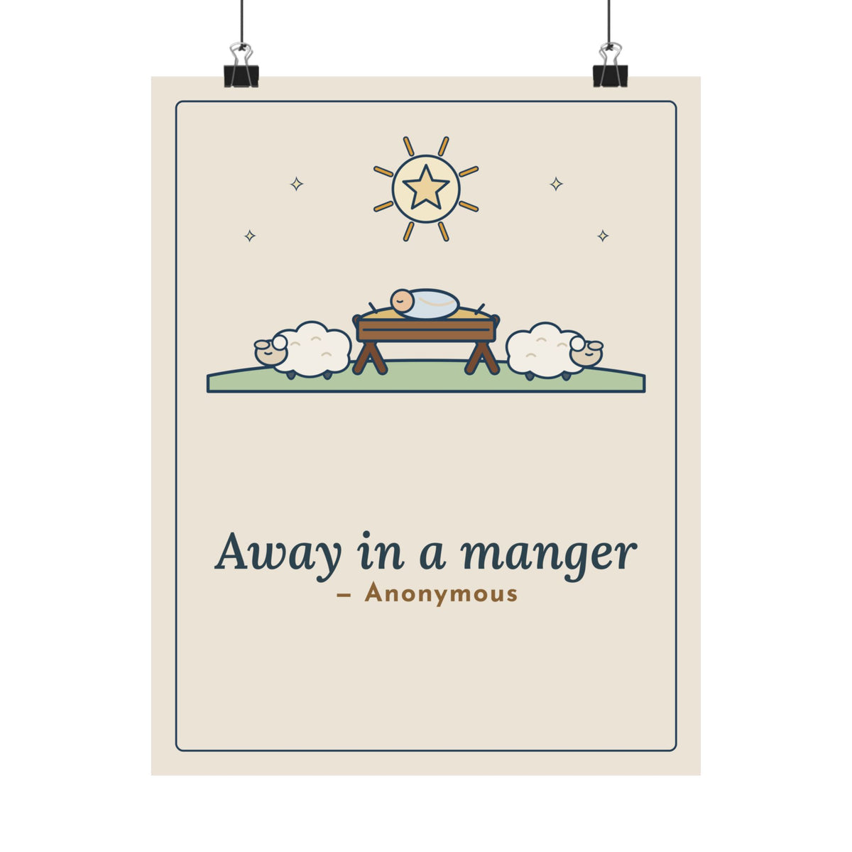 Anonymous Quote Poster, Away in a Manger, Christmas Manger and Lambs Wall Art