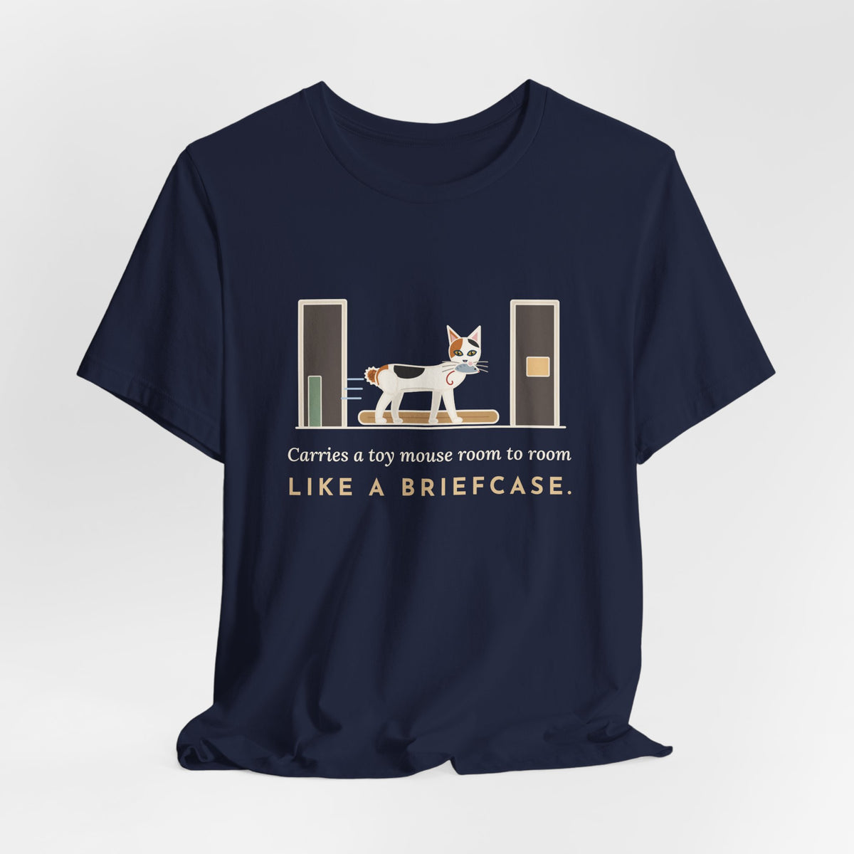 Japanese Bobtail Cat T-Shirt - Carries a Toy Mouse Room to Room Like a Briefcase