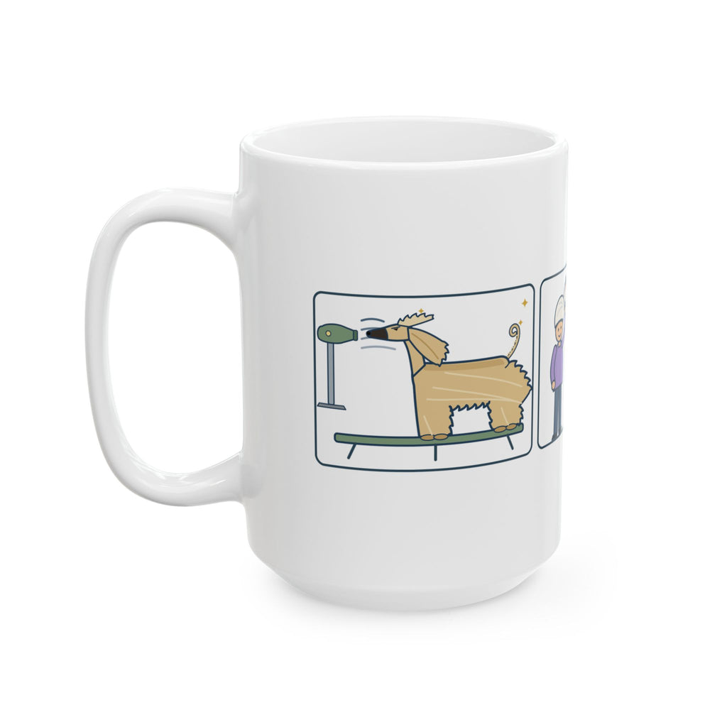 Large 15oz Afghan Hound Mug - Ninety-Minute Blow-Dry