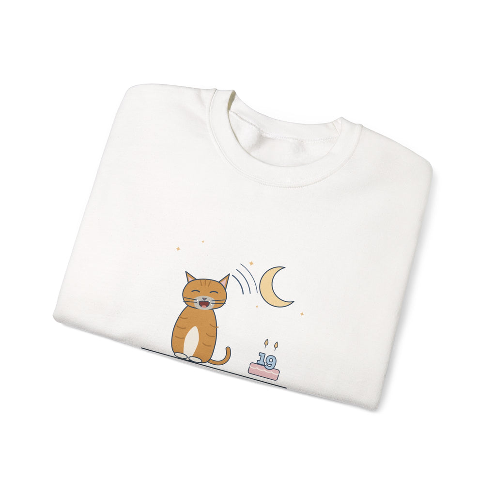 Senior Cat Crewneck Sweatshirt - Nineteen Years Old. Yells at 3 a.m. Earned It.