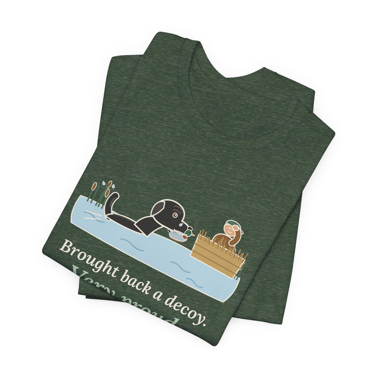 Labrador Duck Dog T-Shirt - Brought Back a Decoy. Very Proud. Funny Lab Tee