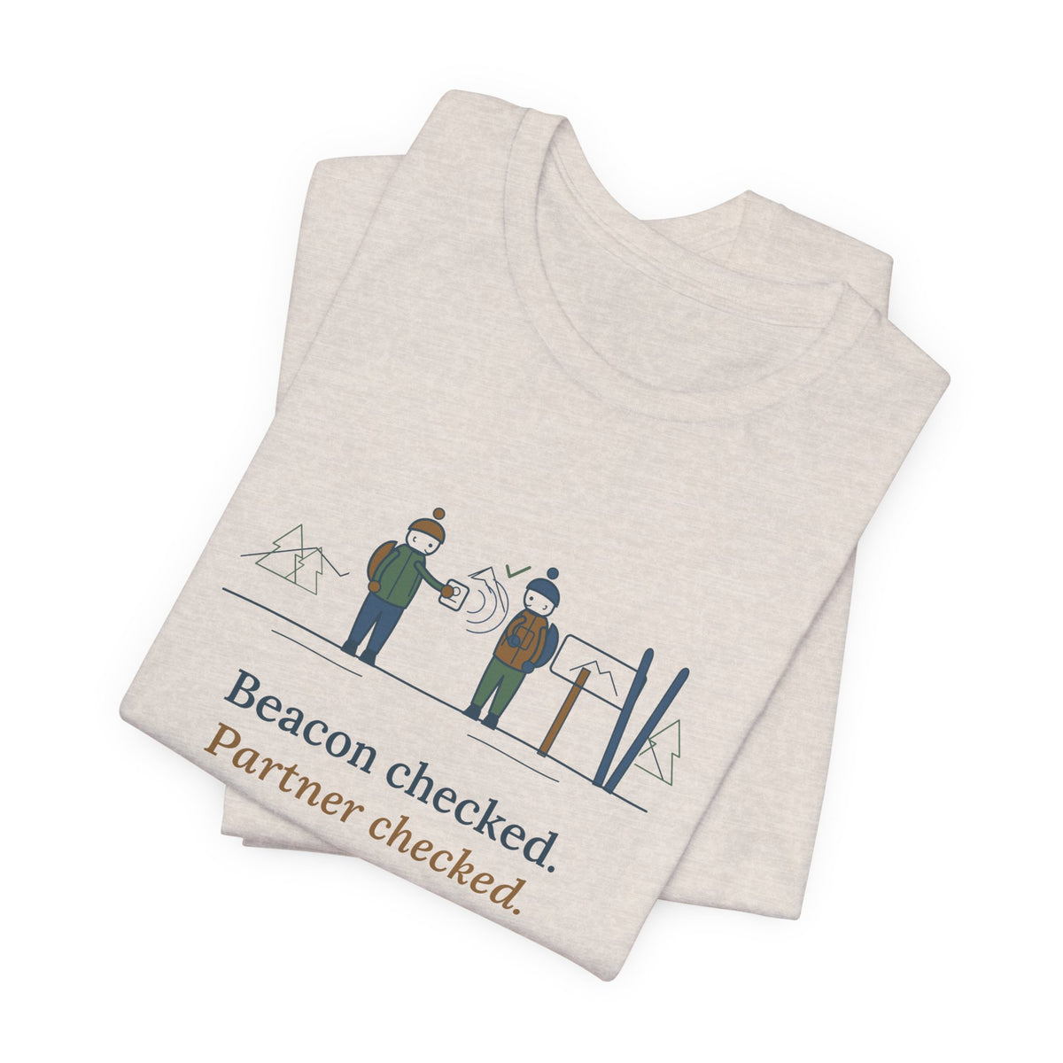 Backcountry Ski T-Shirt - Beacon Checked. Partner Checked. Ski Touring Tee