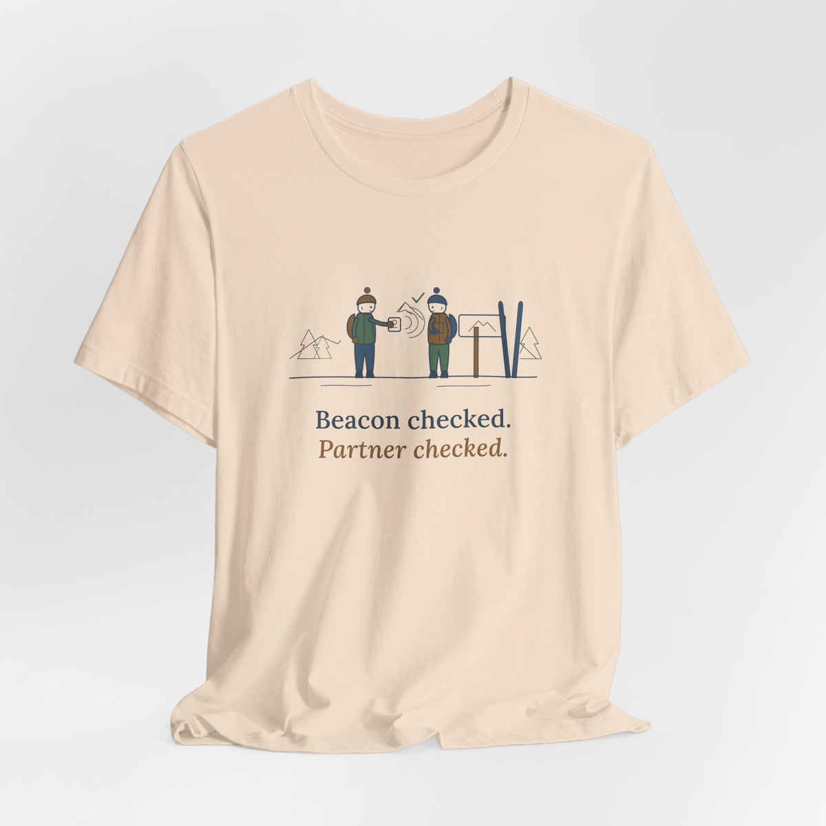 Backcountry Ski T-Shirt - Beacon Checked. Partner Checked. Ski Touring Tee