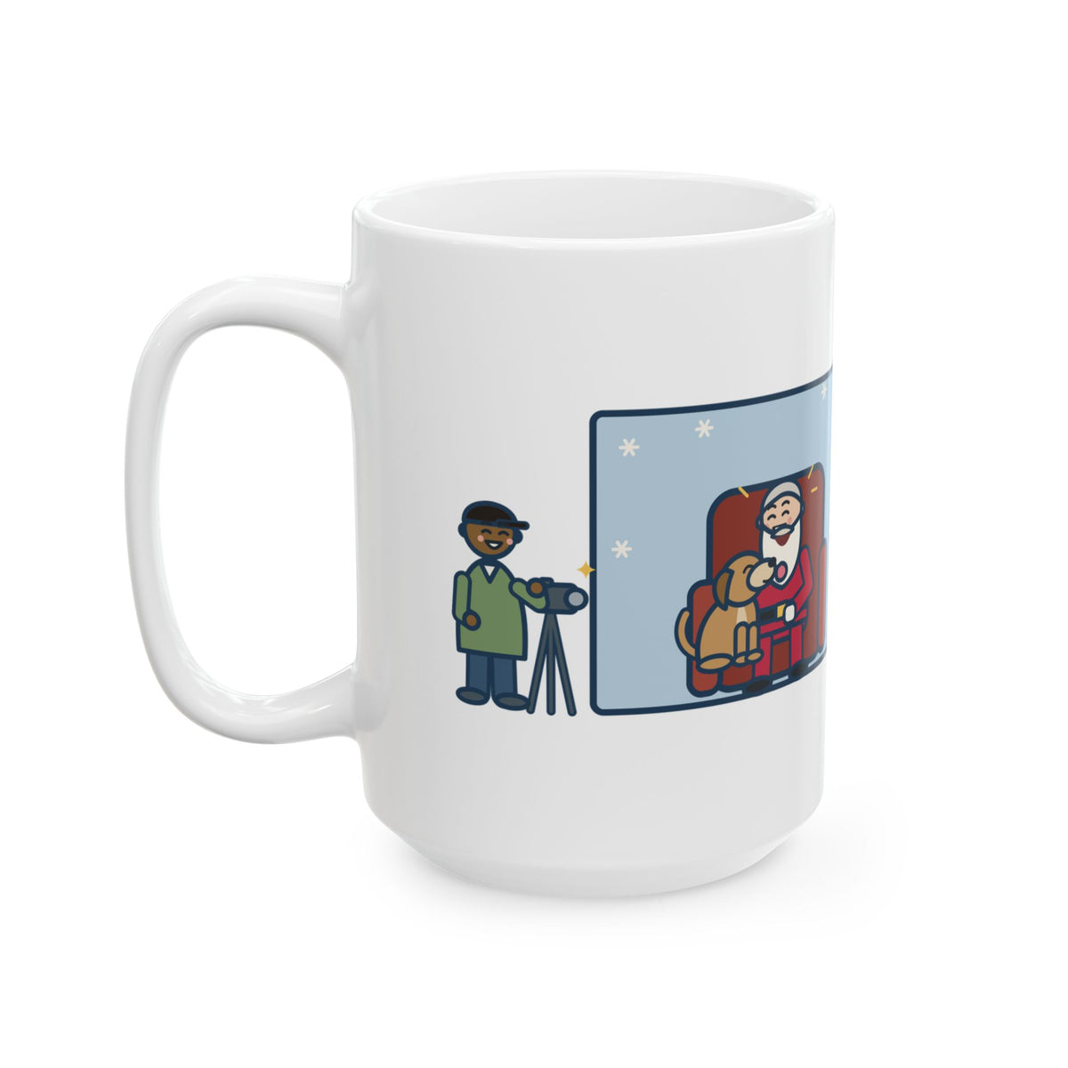 Took the Dog for Photos with the Man in the Red Suit, He Licked the Beard 15oz Mug, Large Funny Holiday Photo Coffee Mug