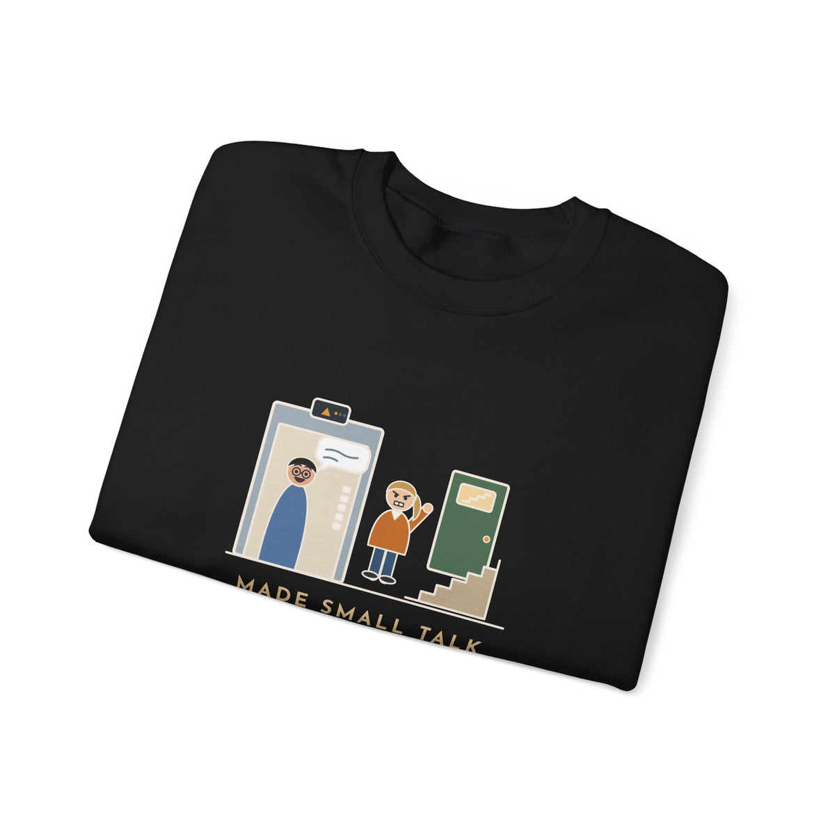 Funny Introvert Crewneck Sweatshirt - Escaped Elevator Small Talk Two Floors Early