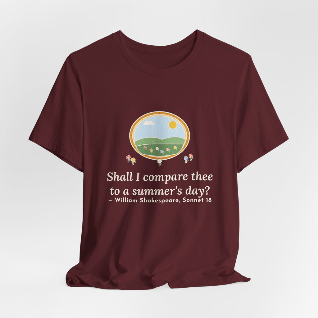 Shakespeare Quote T-Shirt, Shall I Compare Thee to a Summer's Day, Love Framed Meadow Tee