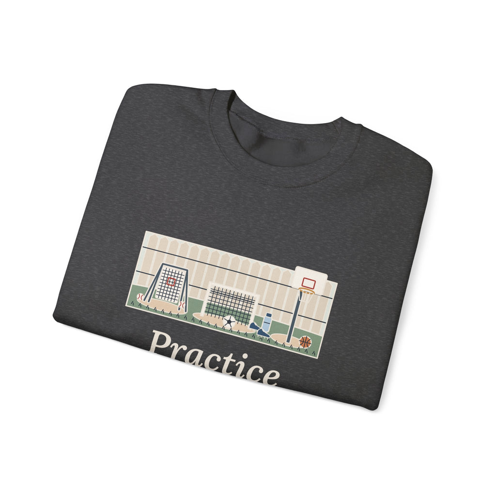 Practice Makes Perfect Sweatshirt, Youth Sports Proverb Crewneck, Backyard Practice
