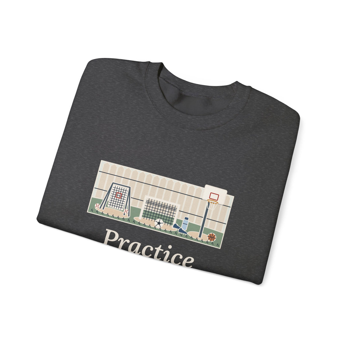 Practice Makes Perfect Sweatshirt, Youth Sports Proverb Crewneck, Backyard Practice