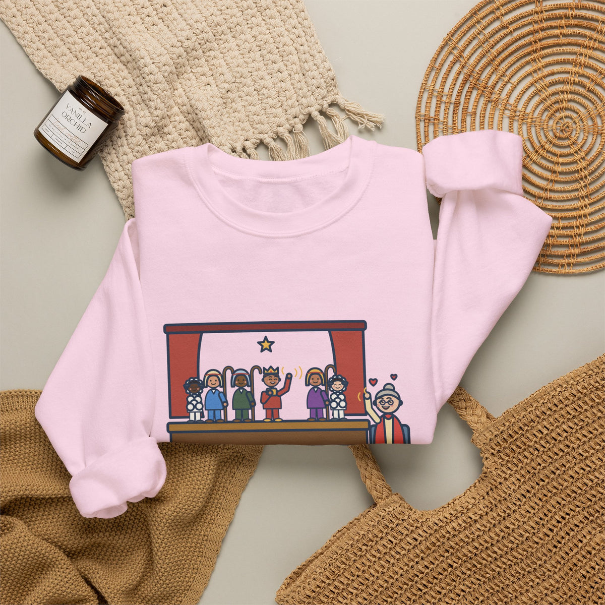 Christmas Pageant Sweatshirt, Three Shepherds, Two Sheep, One Wise Man Who Waved at Grandma the Whole Time, Funny Pageant Stage Crewneck