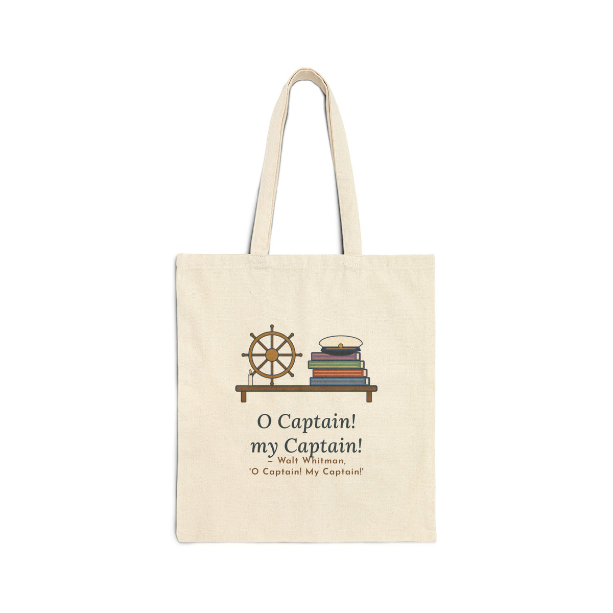 O Captain My Captain Tote Bag, Teacher Walt Whitman Quote Tote with Captain's Desk