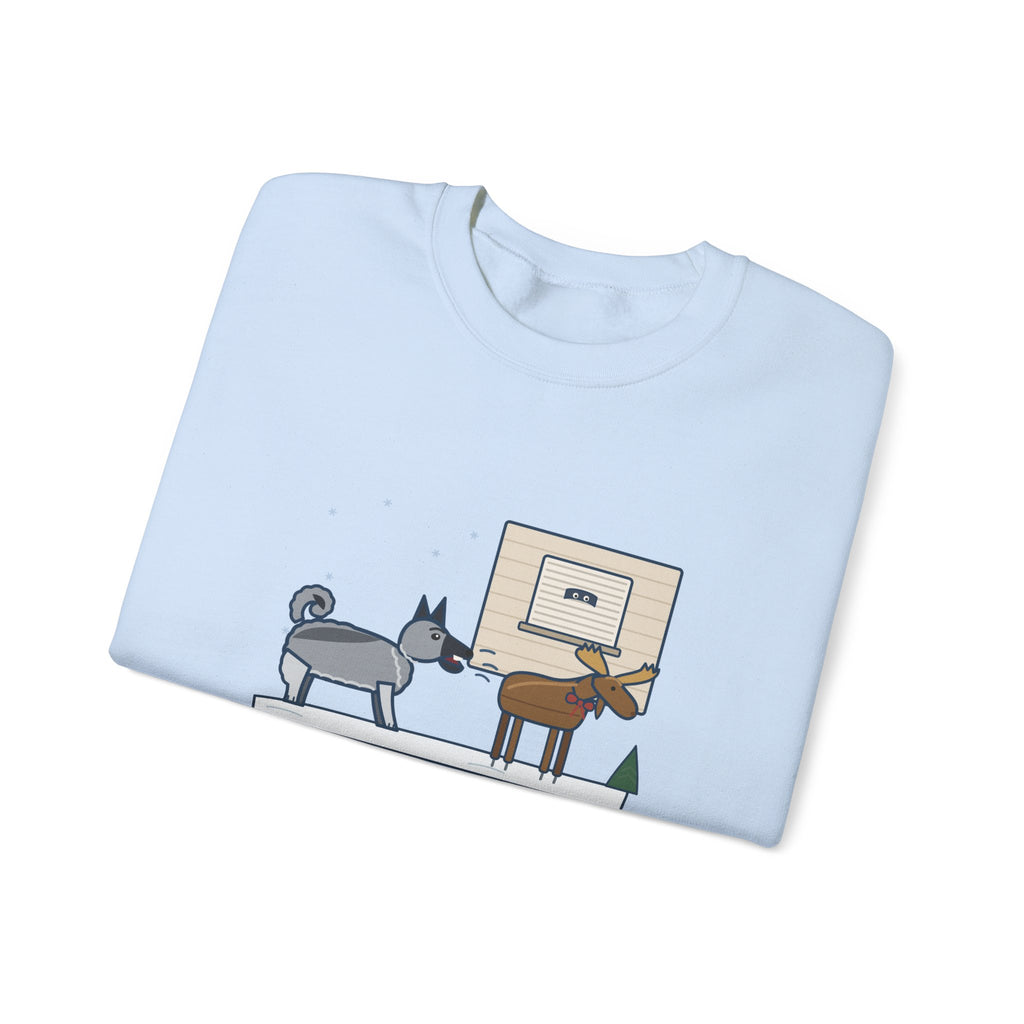 Norwegian Elkhound Crewneck Sweatshirt - Barked at the Plastic Lawn Moose for an Hour