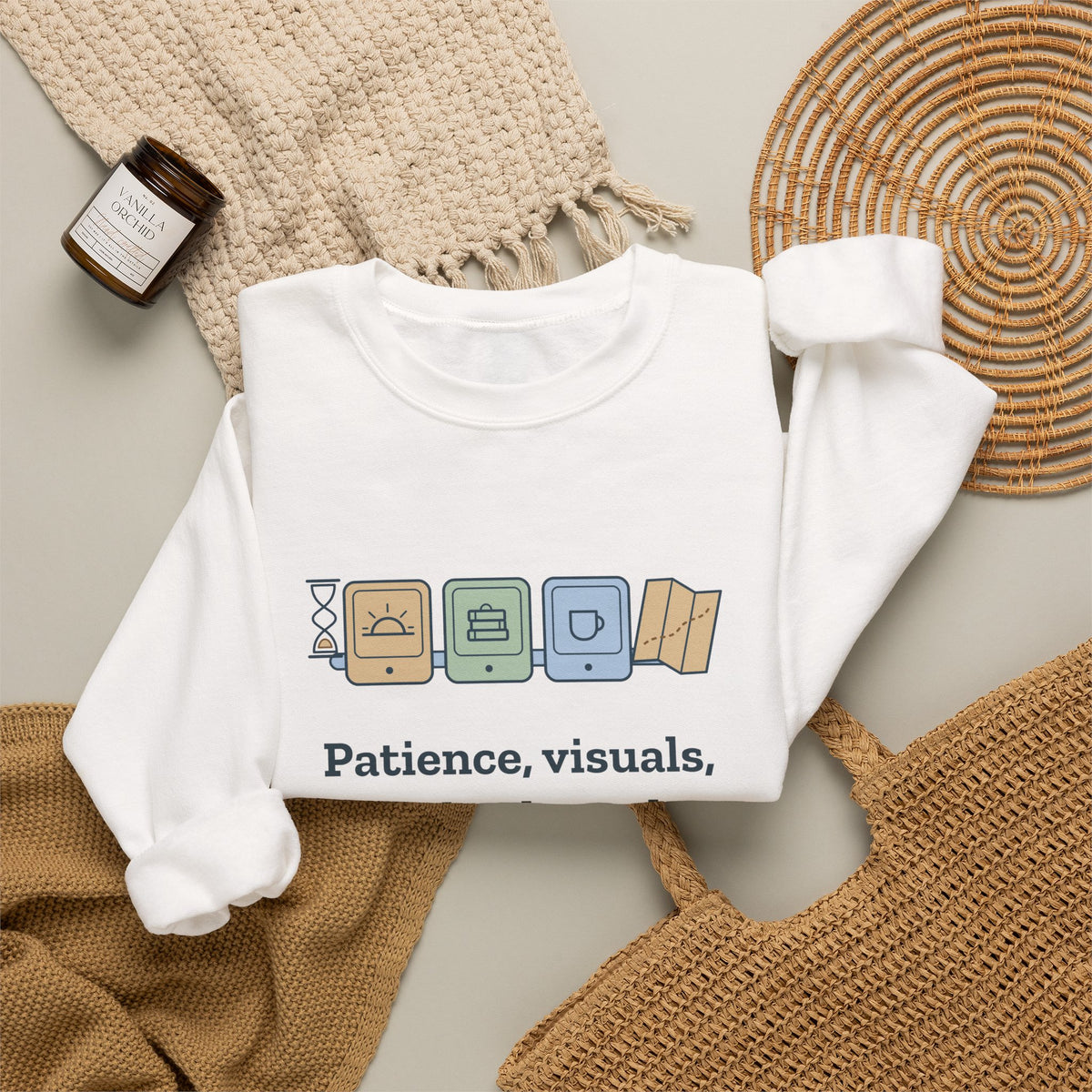Special Education Teacher Crewneck Sweatshirt - Patience, Visuals and a Backup Plan