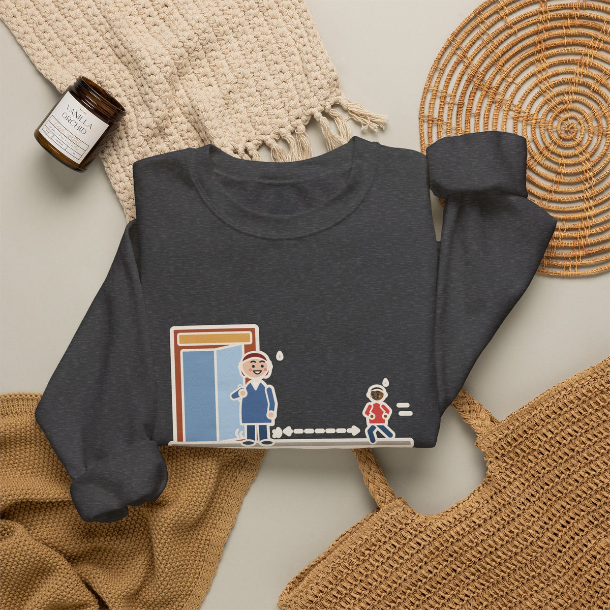 Holding the Door Sweatshirt, For Someone Twenty Feet Away, We Both Jogged, Funny Shop Entrance Crewneck
