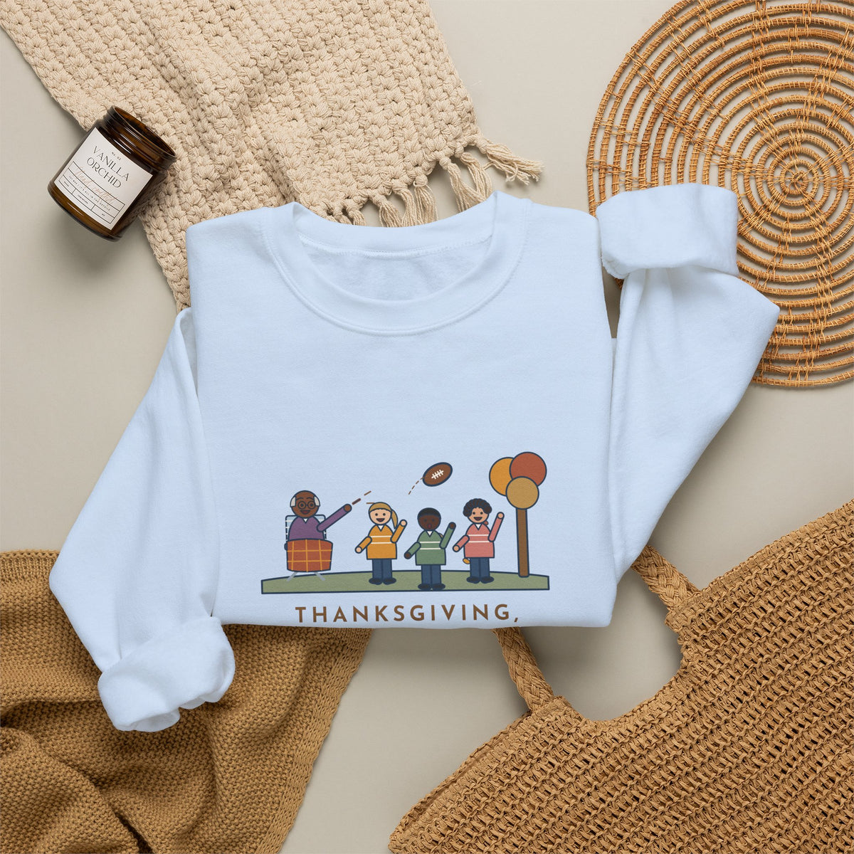 Thanksgiving Sweatshirt, Touch Football in the Yard, Grandpa Called Every Play from a Lawn Chair, Funny Family Yard Game Crewneck