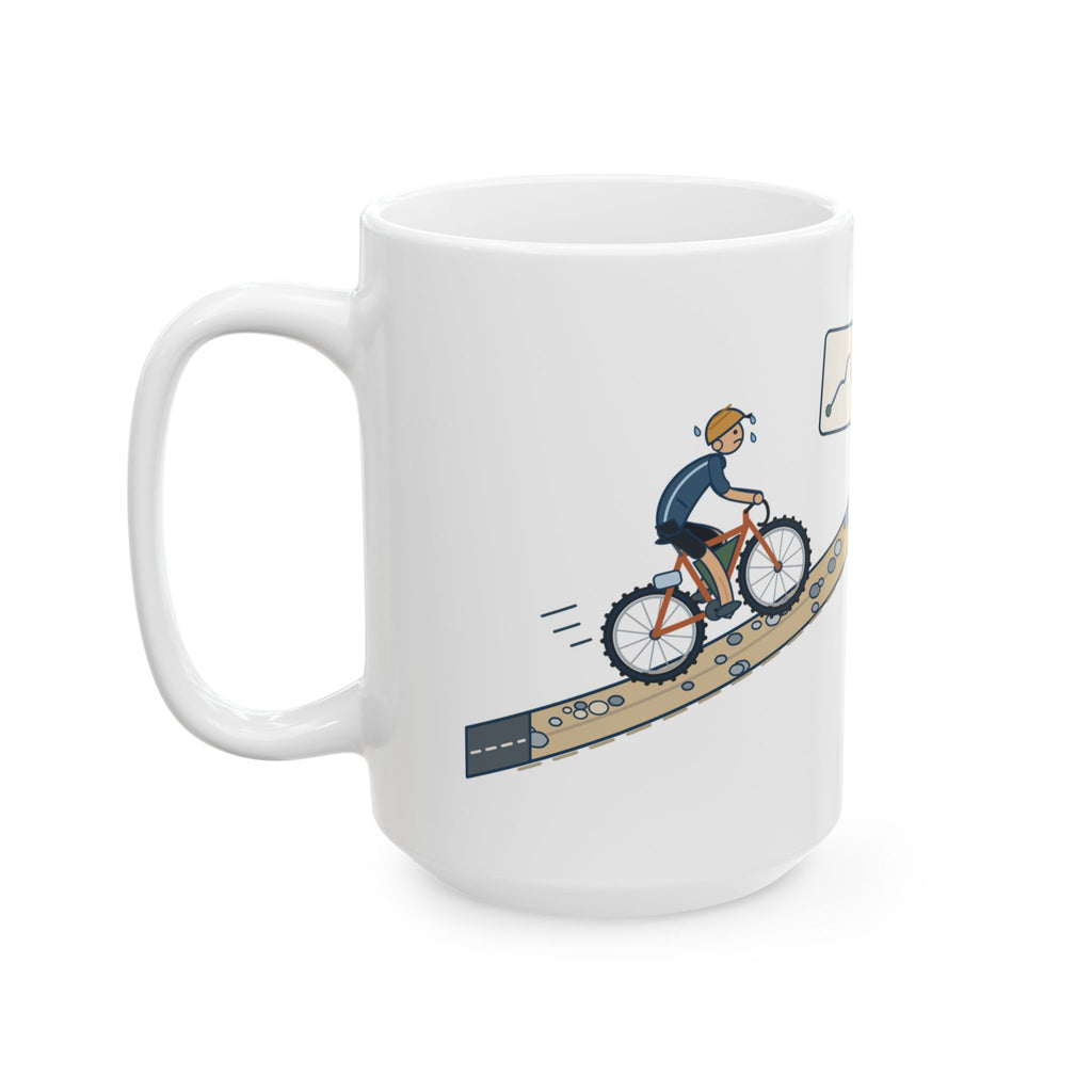 Large 15oz Gravel Cycling Mug - The Route Said Mostly Paved. Gravel Rider Coffee Mug