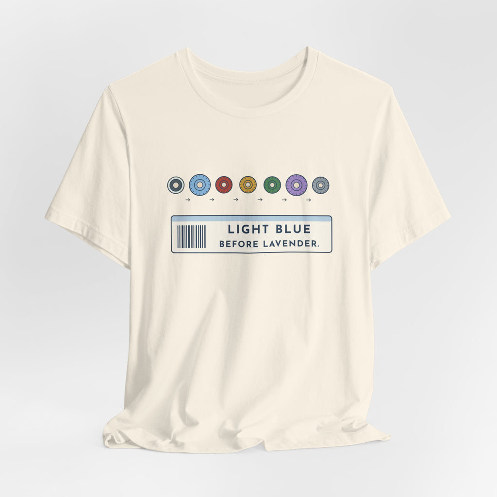 Phlebotomist T-Shirt - Light Blue Before Lavender Order of Draw Tee