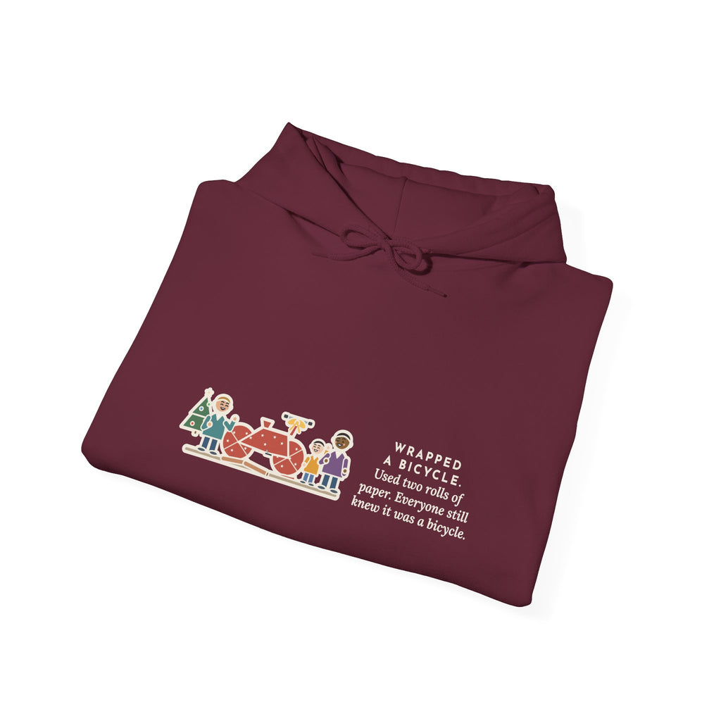 Funny Christmas Gift Hoodie, Wrapped a Bicycle with Two Rolls of Paper, Everyone Still Knew