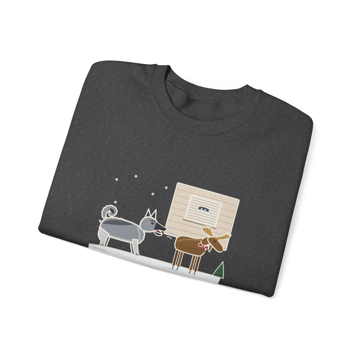 Norwegian Elkhound Crewneck Sweatshirt - Barked at the Plastic Lawn Moose for an Hour