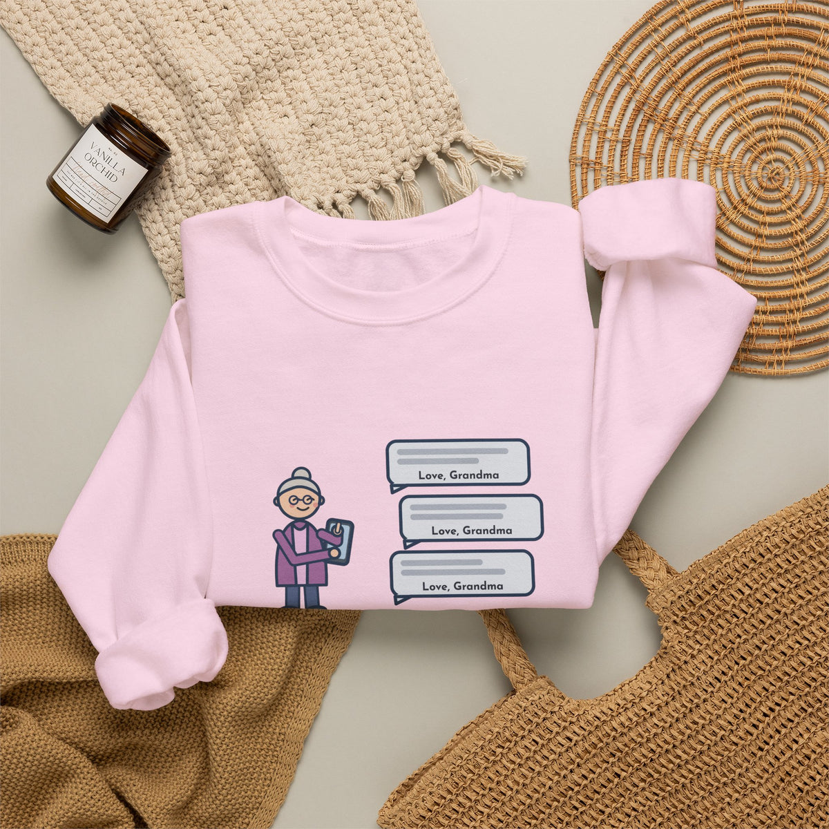 Grandma Texting Sweatshirt, Learned to Text, Every Message Ends with Love, Grandma, Funny Text Bubbles Crewneck