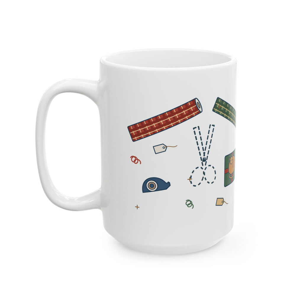 Large 15oz Christmas Mug - Who Has the Scissors? Gift Wrapping Humor Mug
