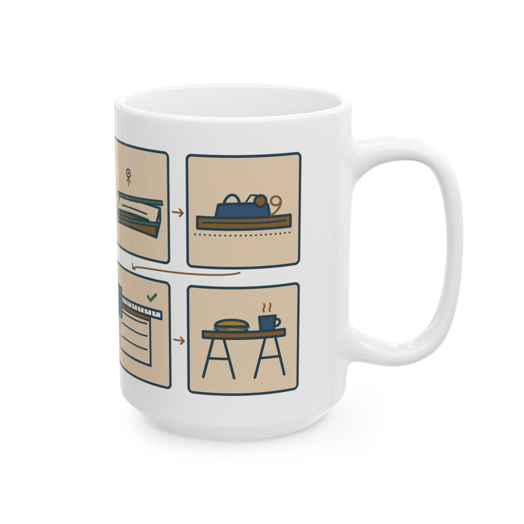Large 15oz Woodworking Mug - Flat, Straight, Square. Then Lunch.