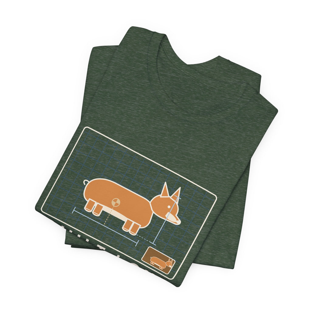 Corgi T-Shirt - Built Low for Stability Corgi Owner Blueprint Tee