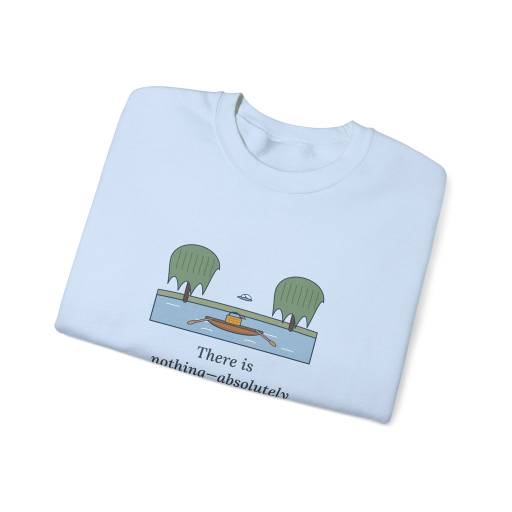 Simply Messing About in Boats Sweatshirt, Boating Grahame Quote Crewneck with River Rowboat