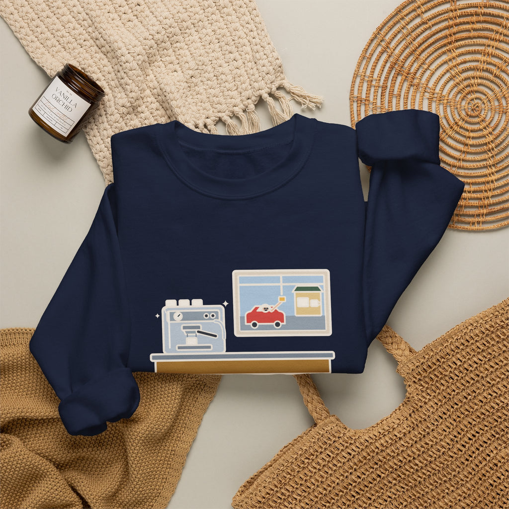 Coffee Sweatshirt, Bought an Espresso Machine, Still Stop for Coffee on the Way to Work, Funny Drive-Through Crewneck