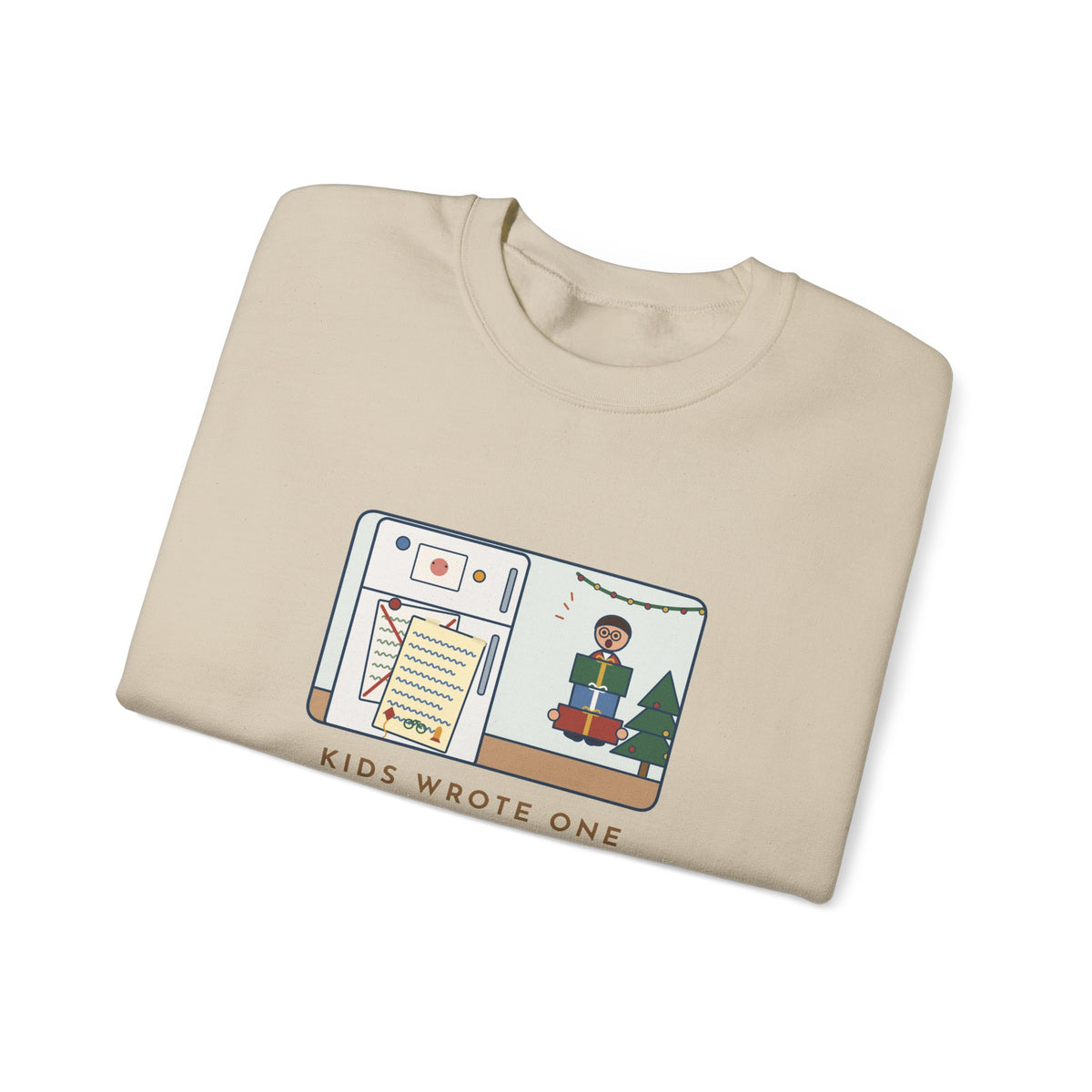 Christmas List Sweatshirt, Kids Wrote One in November, Rewrote It on December 23, Funny Fridge Door Crewneck