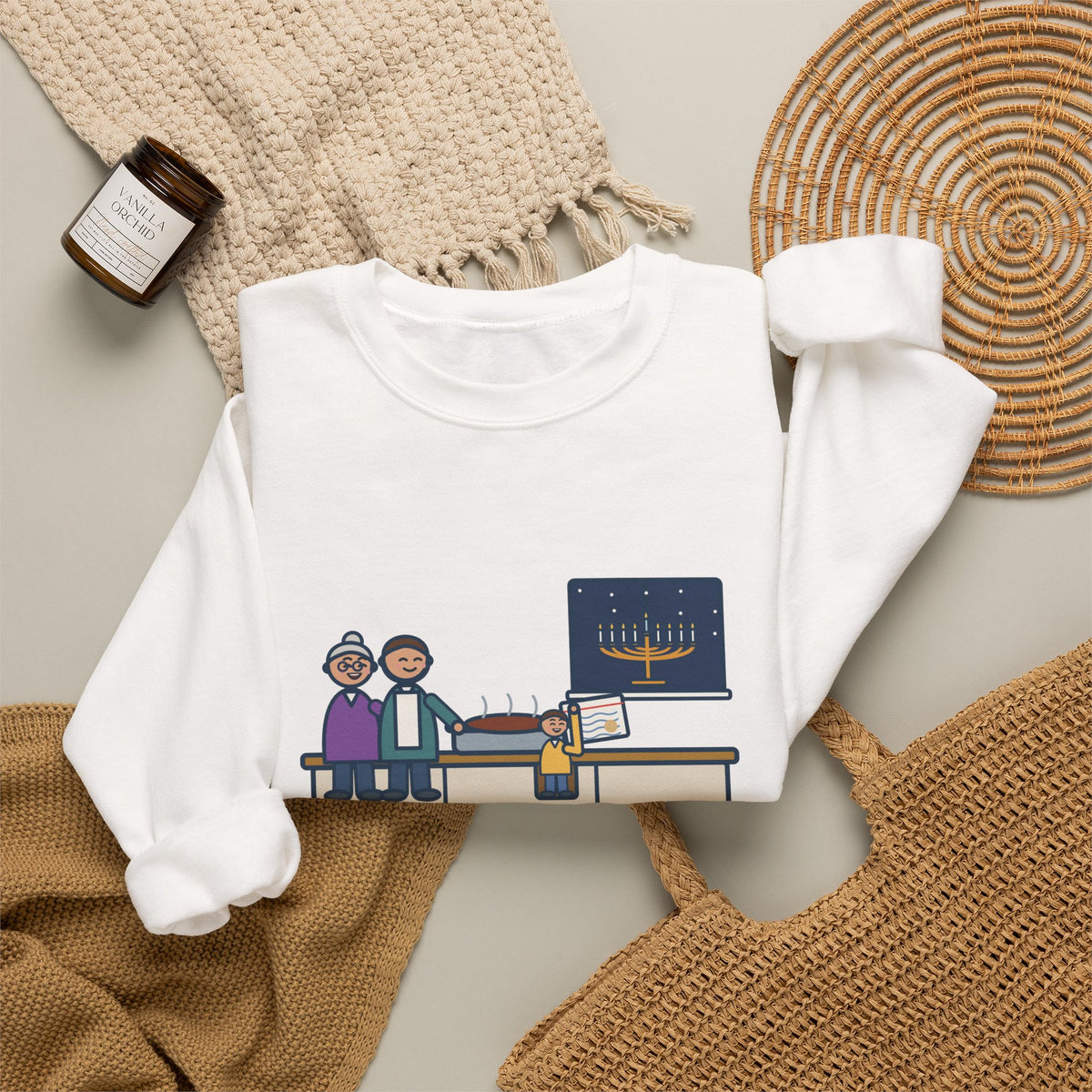 Hanukkah Brisket Sweatshirt, Grandma's Recipe, Three Generations, the Same Index Card, Funny Recipe Card Crewneck