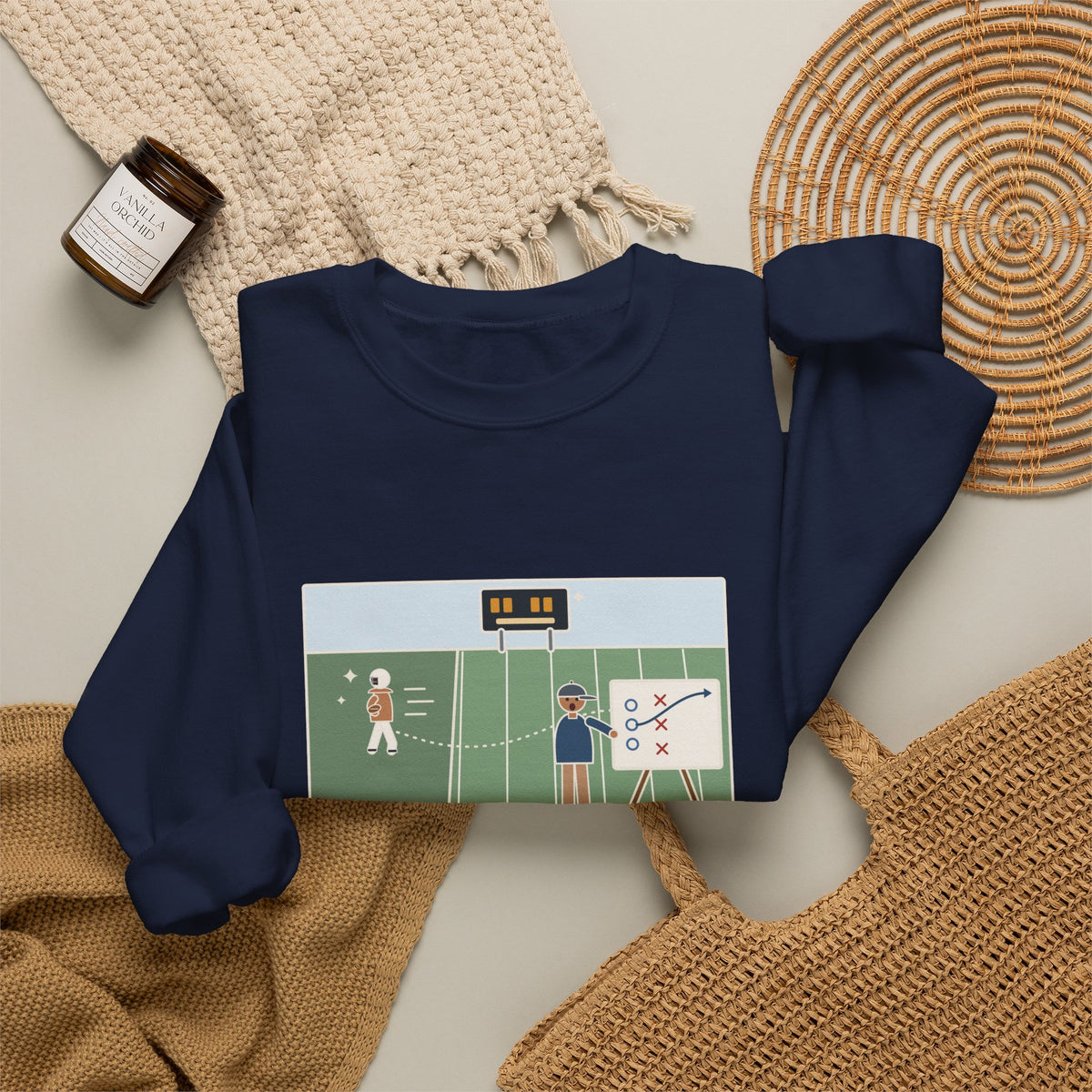 Football Coach Sweatshirt, Drew Up the Play, The Quarterback Ran It Backward and Scored, Funny Sideline Board Crewneck